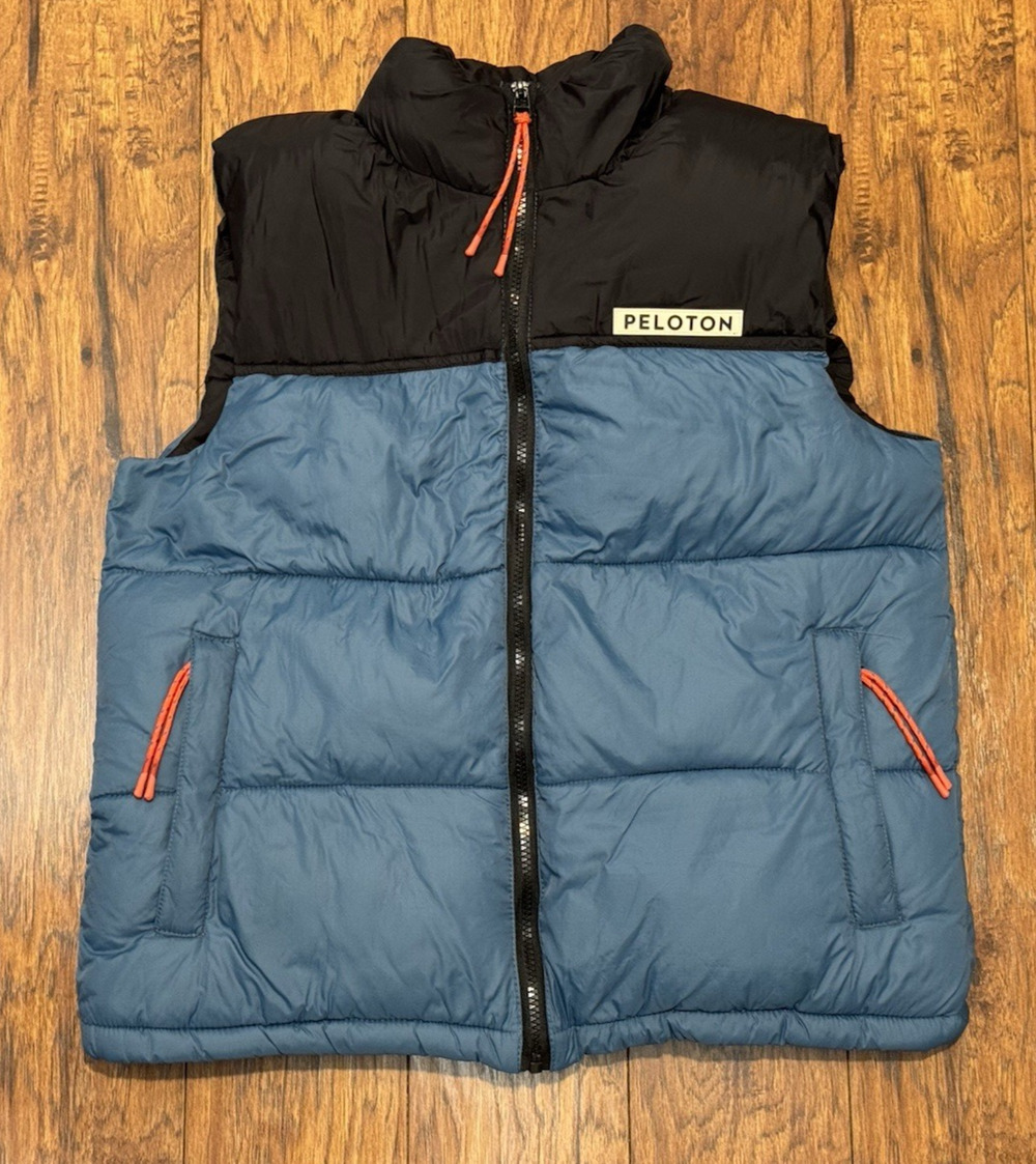 Peloton Aspen Puffer Vest Black/Blue Full Zip Insulated - Women's Size M